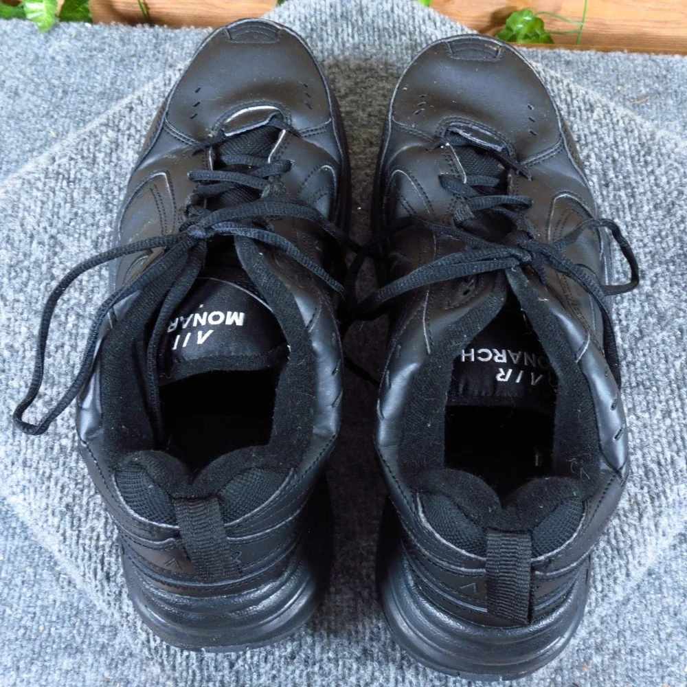 Nike Air Monarch‎ IV Mens Training Shoes Size 11.5 Cross Training Black Leather